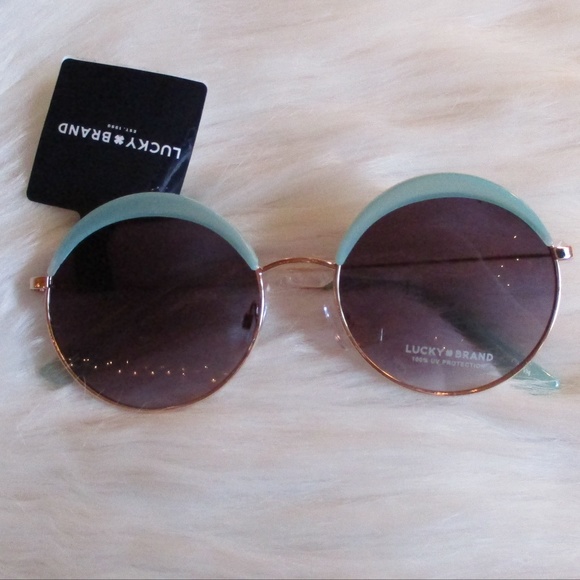 2/$28 Lucky Brand Gold Teal Designer Sunglasses - Picture 3 of 8
